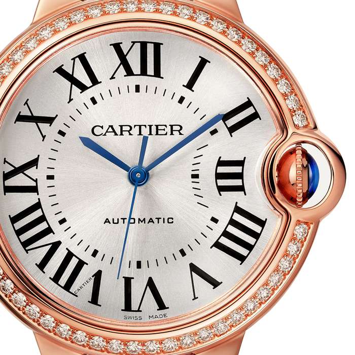 Cartier Ballon Bleu De Watch 36mm Rose Gold Diamonds Leather WJBB0034 - Image 3