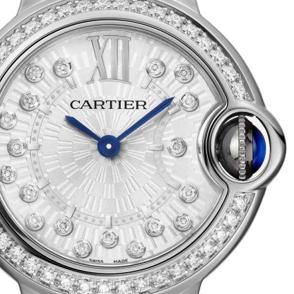 Cartier Ballon Bleu de Cartier watch 28 mm quartz movement Steel case fluted steel crown set with a synthetic cabochon-shaped spinel W4BB0034 - Image 2