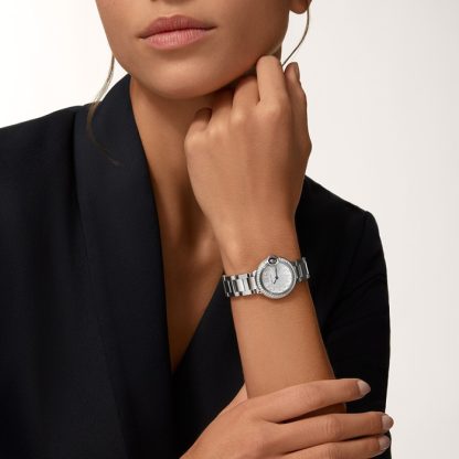 Cartier Ballon Bleu de Cartier watch 28 mm quartz movement Steel case fluted steel crown set with a synthetic cabochon-shaped spinel W4BB0034 - Image 4