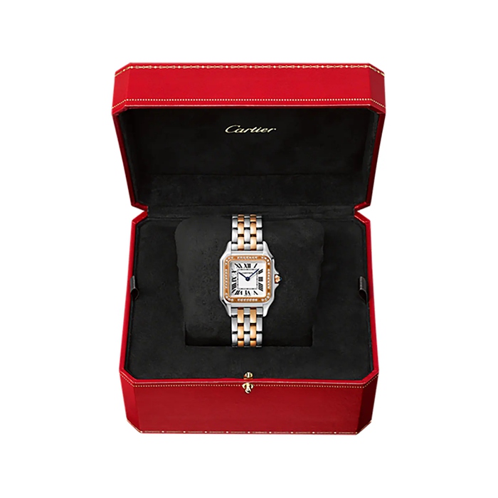 Cartier Panthère De Cartier Watch Medium Model Quartz Movement Rose Gold Steel Diamonds W3PN0010 - Image 2