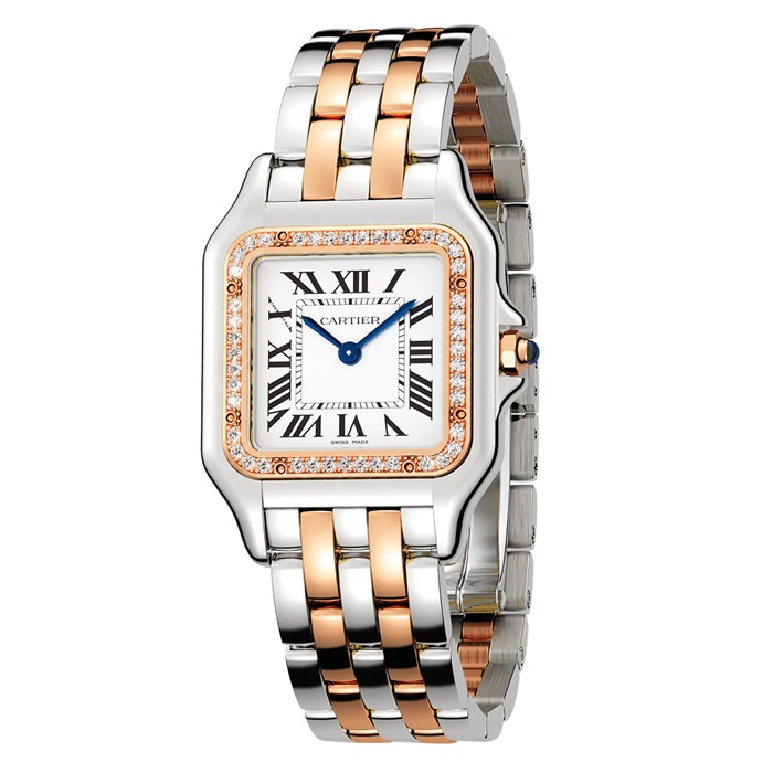 Cartier Panthère De Cartier Watch Medium Model Quartz Movement Rose Gold Steel Diamonds W3PN0010 - Image 3