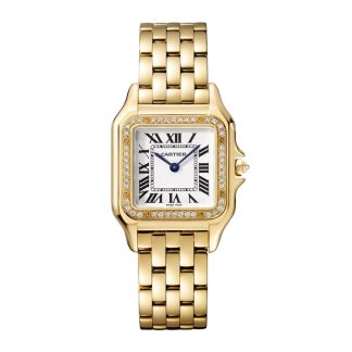 Cartier Panthère De Cartier Watch Medium Model Quartz Movement Yellow Gold Diamonds WJPN0016