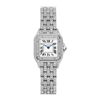 Cartier Panthère De Cartier Watch Small Model Quartz Movement Rhodiumized White Gold Case HPI01129