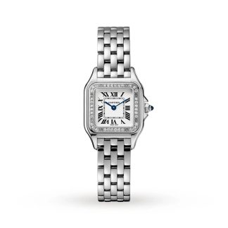 Cartier Panthère De Cartier Watch Small Model Quartz Movement Steel Diamonds W4PN0016