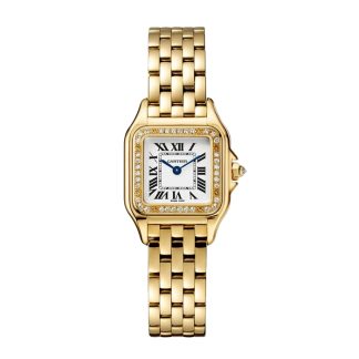 Cartier Panthere De Cartier Watch Small Model Quartz Movement Yellow Gold Diamonds WJPN0048