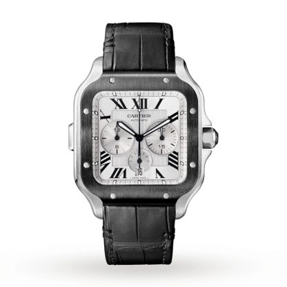 Cartier Santos De Cartier Chronograph Watch Extra-Large Model Automatic Movement Steel ADLC Interchangeable Rubber And Leather Bracelets WSSA0017 - Image 2