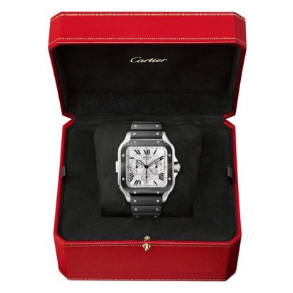 Cartier Santos De Cartier Chronograph Watch Extra-Large Model Automatic Movement Steel ADLC Interchangeable Rubber And Leather Bracelets WSSA0017 - Image 3