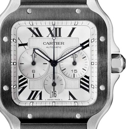 Cartier Santos De Cartier Chronograph Watch Extra-Large Model Automatic Movement Steel ADLC Interchangeable Rubber And Leather Bracelets WSSA0017 - Image 5