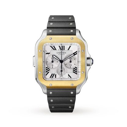 Cartier Santos De Cartier Chronograph Watch Extra-Large Model Automatic Movement Yellow Gold Steel Interchangeable Metal And Rubber Bracelets W2SA0008 - Image 2