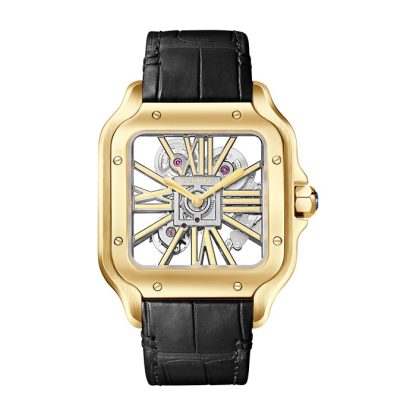 Cartier Santos De Cartier Skeleton Watch Large Model Skeleton Mechanical Movement With Manual Winding 9612 MC Yellow Gold WHSA0042 - Image 2