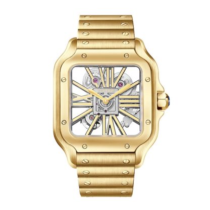 Cartier Santos De Cartier Skeleton Watch Large Model Skeleton Mechanical Movement With Manual Winding 9612 MC Yellow Gold WHSA0042 - Image 3