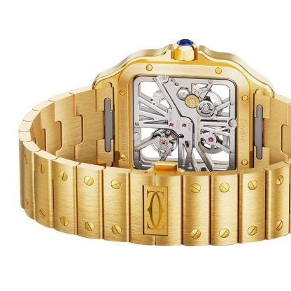 Cartier Santos De Cartier Skeleton Watch Large Model Skeleton Mechanical Movement With Manual Winding 9612 MC Yellow Gold WHSA0042 - Image 5