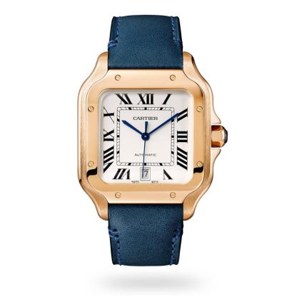 Cartier Santos De Cartier Watch Large Model Automatic Movement Rose Gold 2 Interchangeable Leather Bracelets WGSA0019 - Image 2
