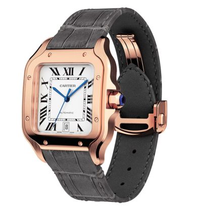 Cartier Santos De Cartier Watch Large Model Automatic Movement Rose Gold 2 Interchangeable Leather Bracelets WGSA0019 - Image 3