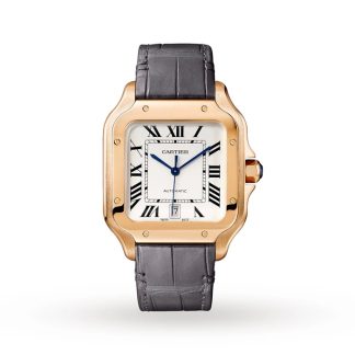 Cartier Santos De Cartier Watch Large Model Automatic Movement Rose Gold 2 Interchangeable Leather Bracelets WGSA0019