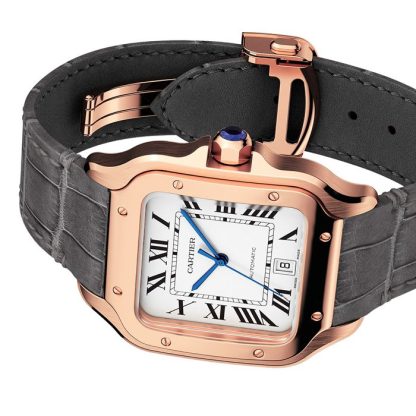Cartier Santos De Cartier Watch Large Model Automatic Movement Rose Gold 2 Interchangeable Leather Bracelets WGSA0019 - Image 5