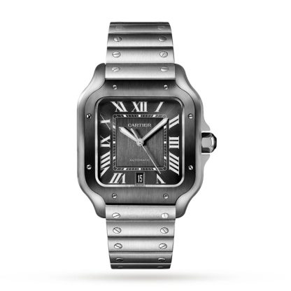 Cartier Santos De Cartier Watch Large Model Automatic Movement Steel ADLC Interchangeable Metal And Rubber Bracelets WSSA0037