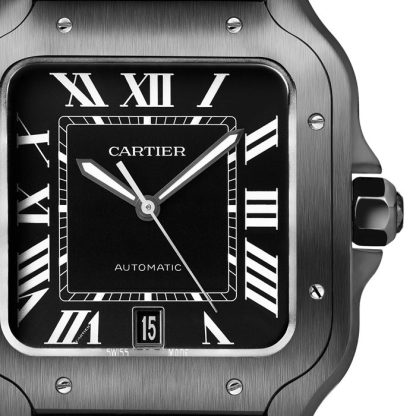 Cartier Santos De Cartier Watch Large Model Automatic Movement Steel ADLC Interchangeable Rubber And Leather Bracelets WSSA0039 - Image 3
