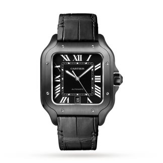 Cartier Santos De Cartier Watch Large Model Automatic Movement Steel ADLC Interchangeable Rubber And Leather Bracelets WSSA0039