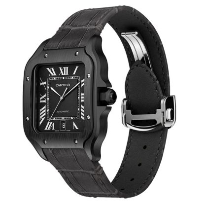 Cartier Santos De Cartier Watch Large Model Automatic Movement Steel ADLC Interchangeable Rubber And Leather Bracelets WSSA0039 - Image 4