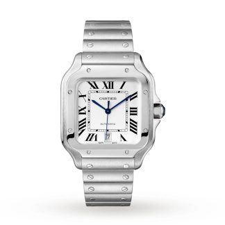 Cartier Santos De Cartier Watch Large Model Automatic Movement Steel Interchangeable Metal And Leather Bracelets WSSA0018
