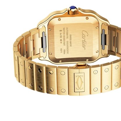 Cartier Santos De Cartier Watch Large Model Automatic Movement Yellow Gold Interchangeable Metal And Leather Bracelets WGSA0029 - Image 3