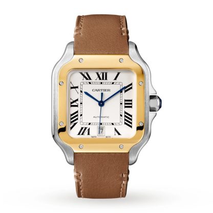 Cartier Santos De Cartier Watch Large Model Automatic Movement Yellow Gold Steel Interchangeable Metal And Leather Bracelets W2SA0009 - Image 3