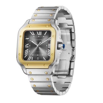 Cartier Santos De Cartier Watch Large Model Automatic Winding Steel Case Yellow Gold Interchangeable Leather Strap W2SA0030 - Image 2