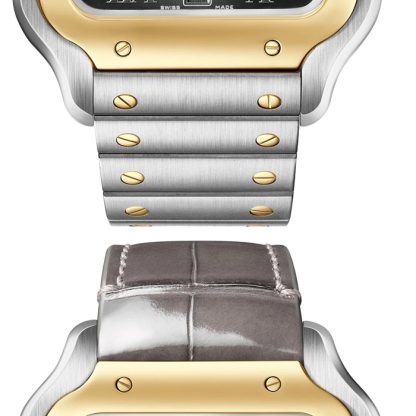 Cartier Santos De Cartier Watch Large Model Automatic Winding Steel Case Yellow Gold Interchangeable Leather Strap W2SA0030 - Image 3