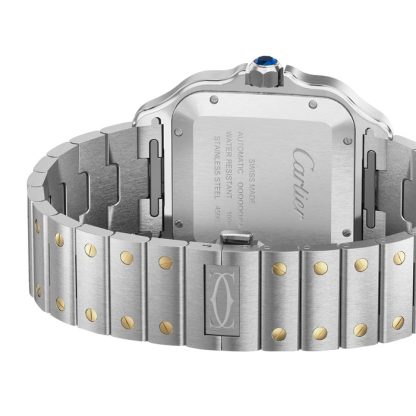 Cartier Santos De Cartier Watch Large Model Automatic Winding Steel Case Yellow Gold Interchangeable Leather Strap W2SA0030 - Image 4