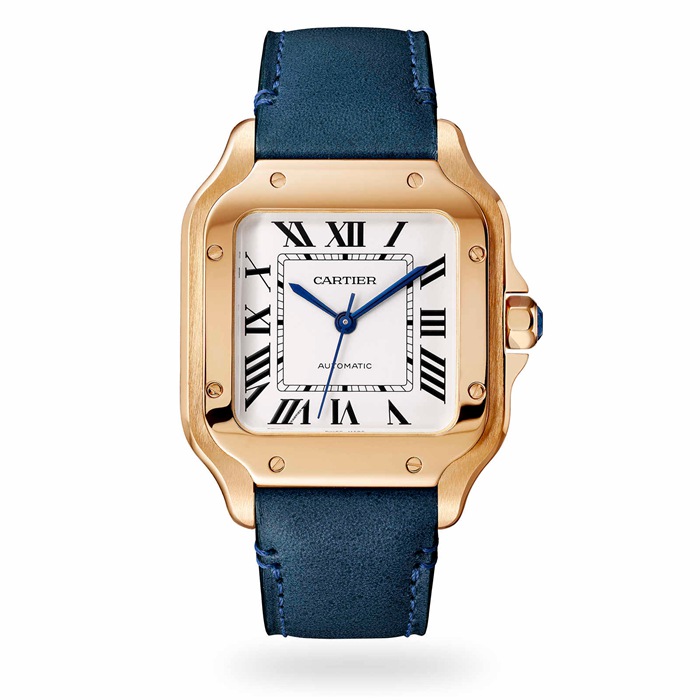 Cartier Santos De Cartier Watch Medium Model Automatic Movement Rose Gold 2 Interchangeable Leather Bracelets WGSA0028 - Image 2