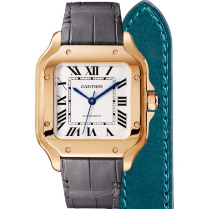 Cartier Santos De Cartier Watch Medium Model Automatic Movement Rose Gold 2 Interchangeable Leather Bracelets WGSA0028 - Image 3