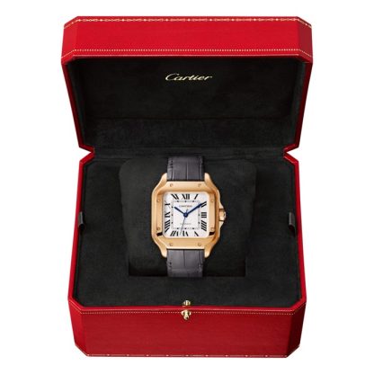 Cartier Santos De Cartier Watch Medium Model Automatic Movement Rose Gold 2 Interchangeable Leather Bracelets WGSA0028 - Image 4