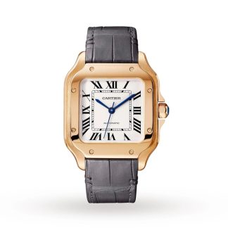 Cartier Santos De Cartier Watch Medium Model Automatic Movement Rose Gold 2 Interchangeable Leather Bracelets WGSA0028
