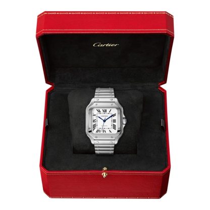Cartier Santos De Cartier Watch Medium Model Automatic Movement Steel Interchangeable Metal And Leather Bracelets WSSA0029 - Image 4