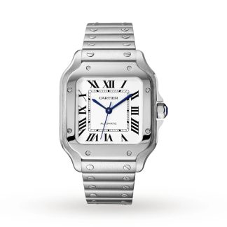 Cartier Santos De Cartier Watch Medium Model Automatic Movement Steel Interchangeable Metal And Leather Bracelets WSSA0029