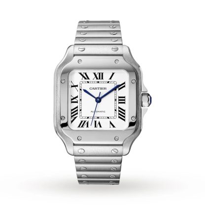 Cartier Santos De Cartier Watch Medium Model Automatic Movement Steel Interchangeable Metal And Leather Bracelets WSSA0029