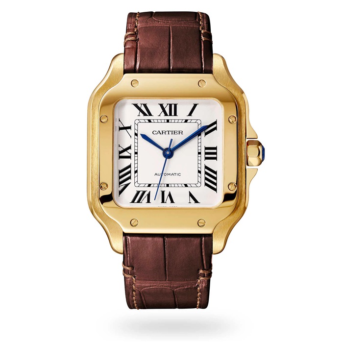 Cartier Santos De Cartier Watch Medium Model Automatic Movement Yellow Gold Interchangeable Metal And Leather Bracelets WGSA0030 - Image 2