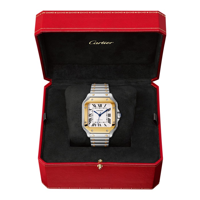 Cartier Santos De Cartier Watch Medium Model Automatic Movement Yellow Gold Steel Interchangeable Metal And Leather Bracelets W2SA0016 - Image 4