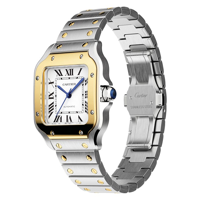 Cartier Santos De Cartier Watch Medium Model Automatic Movement Yellow Gold Steel Interchangeable Metal And Leather Bracelets W2SA0016 - Image 5