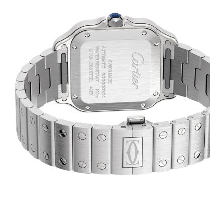 Cartier Santos De Cartier Watch Medium Model Automatic Steel Diamonds Interchangeable Metal And Leather Bracelets W4SA0005 - Image 5