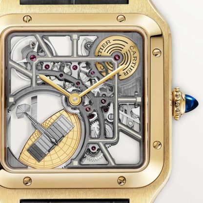 Cartier Santos-Dumont Micro-Rotor Skeleton Watch Large Model Automatic Mechanical Movement 18K Yellow Gold Case WHSA0043 - Image 2