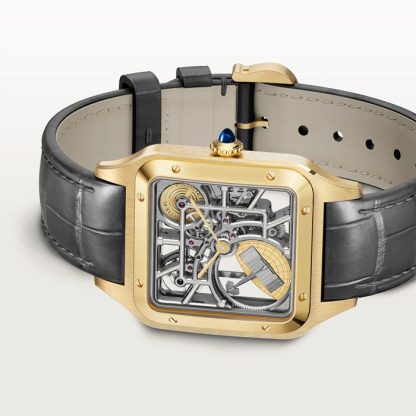 Cartier Santos-Dumont Micro-Rotor Skeleton Watch Large Model Automatic Mechanical Movement 18K Yellow Gold Case WHSA0043 - Image 3