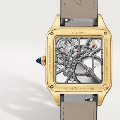 Cartier Santos-Dumont Micro-Rotor Skeleton Watch Large Model Automatic Mechanical Movement 18K Yellow Gold Case WHSA0043 - Image 5