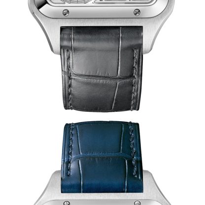 Cartier Santos-Dumont Skeleton Watch Large Model Automatic Movement Steel Leather WHSA0032 - Image 5