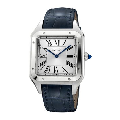 Cartier Santos-Dumont Watch Extra-Large Model Hand-Wound Mechanical Movement Steel Leather WSSA0032 - Image 2