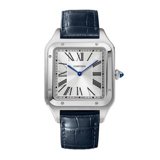 Cartier Santos-Dumont Watch Extra-Large Model Hand-Wound Mechanical Movement Steel Leather WSSA0032