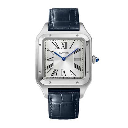 Cartier Santos-Dumont Watch Extra-Large Model Hand-Wound Mechanical Movement Steel Leather WSSA0032