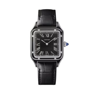 Cartier Santos-Dumont Watch Large Model Manual Merchanical Movement Steel Lacquer Leather WSSA0046