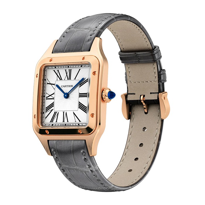 Cartier Santos-Dumont Watch Large Model Quartz Movement Rose Gold Leather WGSA0021 - Image 2